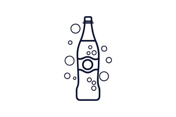 Soda bottle with bubbles silhouette vector clip art illustration transparent white background