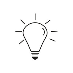 Light bulb icon on white background. Energy and thinking symbol. Creative idea and inspiration concept. Vector illustration