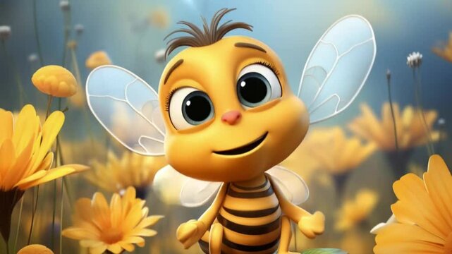 Cartoon of a cute baby bee animation