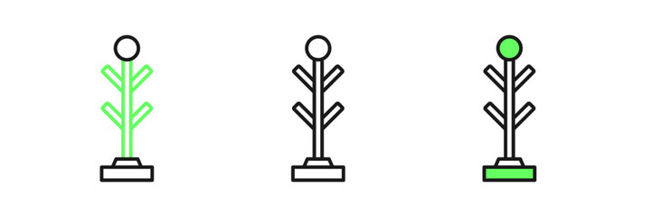 Set line Coat stand icon isolated on white background. Vector