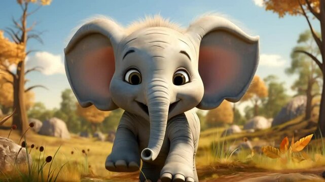 Cute cartoon of a baby elephant animation