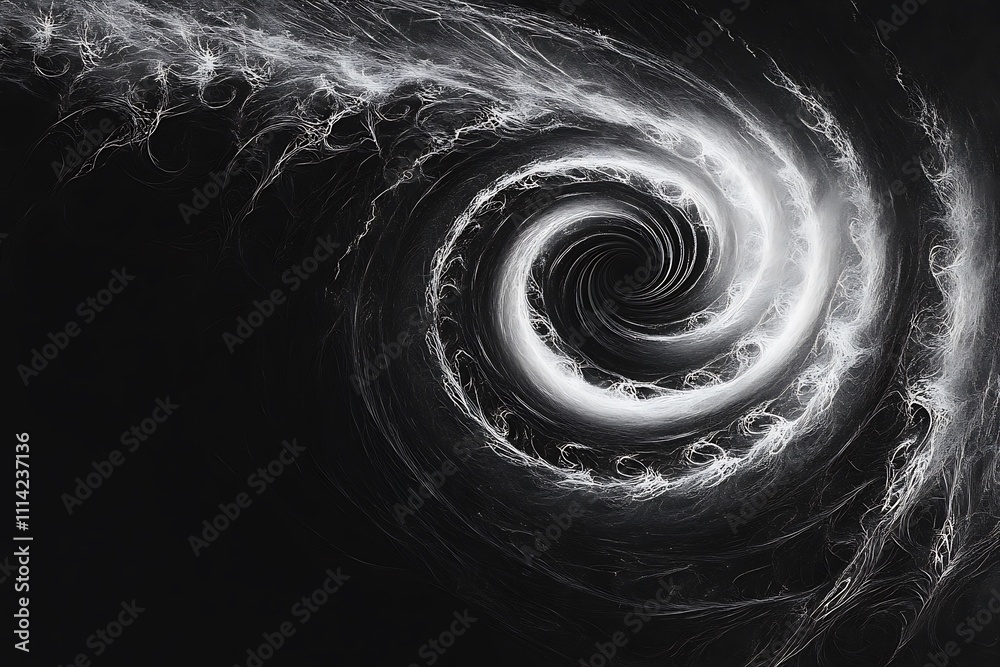 Poster Abstract swirling vortex of light and dark, creating a dynamic visual.