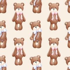 Baby bear seamless pattern. Ideal for fabric,scrapbooking,banner , card, wrapping paper

