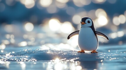 Fototapeta premium Happy Penguin with Ice Floev
