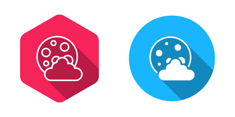 Filled and outline Christmas night icon isolated with long shadow background. Merry Christmas and Happy New Year. Vector