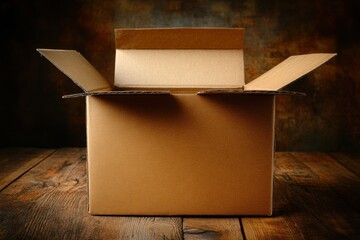 Unpacking a cardboard box in a rustic setting still life photography natural lighting warm atmosphere