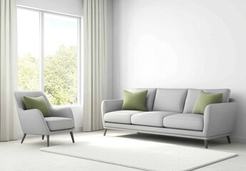 Fototapeta premium Modern Minimalist Living Room Design