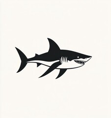 Fototapeta premium Black and white illustration of a shark.