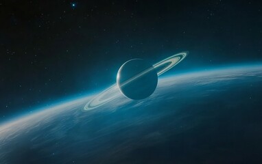 Cosmic Planet with Rings in Deep Space