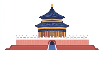 The wall and the Temple of Heaven logo are combined to create a logo，Simple vector diagram.