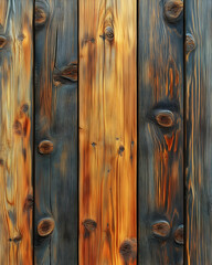 Weathered wood planks with varying tones of brown, grey, and orange hues, showing knots and grain texture.