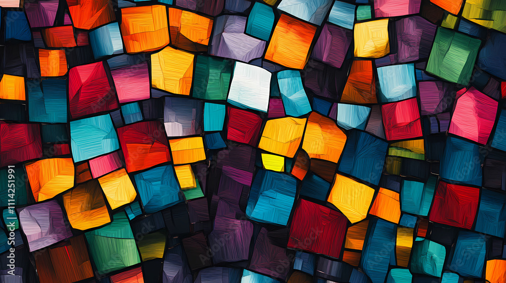 Canvas Prints colorful square mosaic abstract art background, featuring vibrant and geometric patterns for dynamic