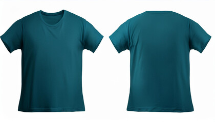 Teal Short Sleeve T Shirt Mockup Front and Back Views Clothing Apparel Design Template