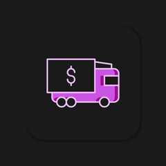 Fototapeta premium Filled outline Armored truck icon isolated on black background. Flat filled outline style with shadow. Vector
