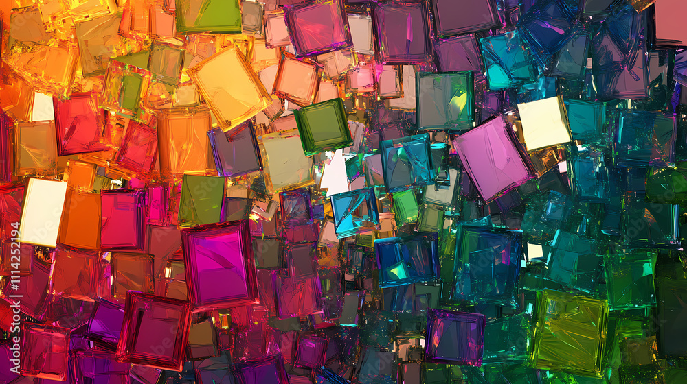 Wall mural colorful square mosaic abstract art background, featuring vibrant and geometric patterns for dynamic