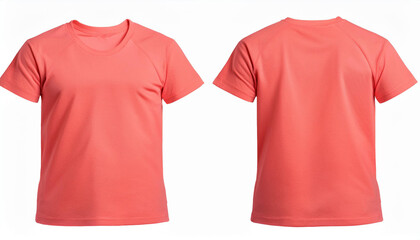 Coral Short Sleeve T Shirt Mockup Front and Back View Apparel Template