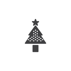 Christmas tree with star vector icon