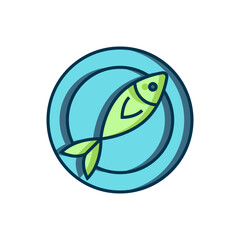 Filled outline Dried fish icon isolated on white background. Flat filled outline style with shadow. Vector