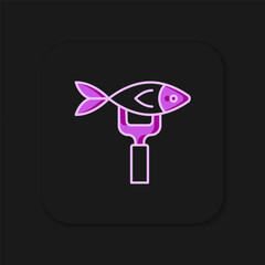 Filled outline Dried fish icon isolated on black background. Flat filled outline style with shadow. Vector