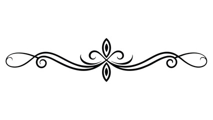 Decorative Divider Line Symmetric Ornamental Border Floral Motif Abstract Flourish Filigree Elements