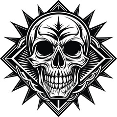 Fototapeta premium Skull Face with Intense Expression on White Background