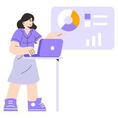 Young Businesswoman. Flat Vector Illustration