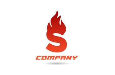 S red fire flames alphabet logo icon letter design with gradient colour for business and company