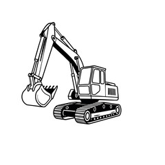 excavator on a white