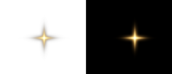Png gold star light, sparkle. Yellow light effect. Shining light with yellow gold color. Png spotlight spark.Vector transparent sunlight special lens flare light effect.