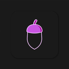 Filled outline Acorn icon isolated on black background. Flat filled outline style with shadow. Vector