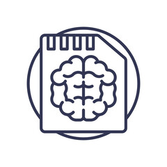Brain on memory card symbolizes cognitive recall and retention.