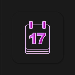 Filled outline Saint Patricks day with calendar icon isolated on black background. Date 17 March. Flat filled outline style with shadow. Vector