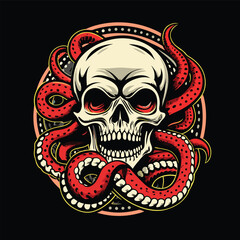 skull  with octopus design