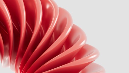 Abstract 3D background with red wavy lines in a minimalist style, smooth texture, modern design for banners, presentations, backgrounds, and advertising. Geometric shapes on a light background.