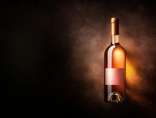 Luxury wine bottle in studio light dark background high fidelity imagery for sophisticated viewing experience