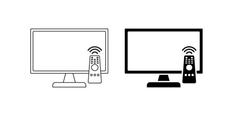 outline silhouette tv remote icon set isolated on white background