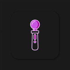 Filled VR controller game icon isolated on black background. Virtual reality experience, sensation of presence, position-tracking technology device. Flat filled outline style with shadow. Vector