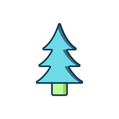 Filled outline Tree icon isolated on white background. Forest symbol. Flat filled outline style with shadow. Vector