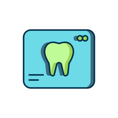 Filled outline X-ray of tooth icon isolated on white background. Dental x-ray. Radiology image. Flat filled outline style with shadow. Vector