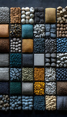 Colorful textured squares arranged in grid.