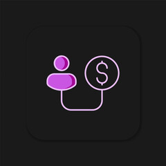 Filled outline Human and money icon isolated on black background. Concept of attracting investments. Big business profit attraction and success. Flat filled outline style with shadow. Vector