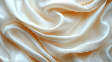 Obraz premium Draped creamy beige silk fabric with soft folds and waves.
