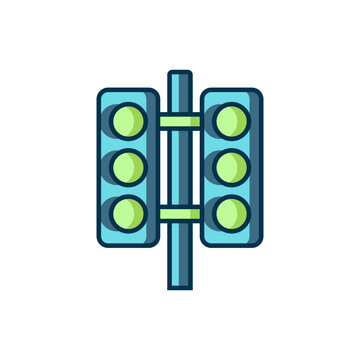 recommend clip art: Filled outline Racing traffic light icon isolated on white background. Flat filled outline style with shadow. Vector