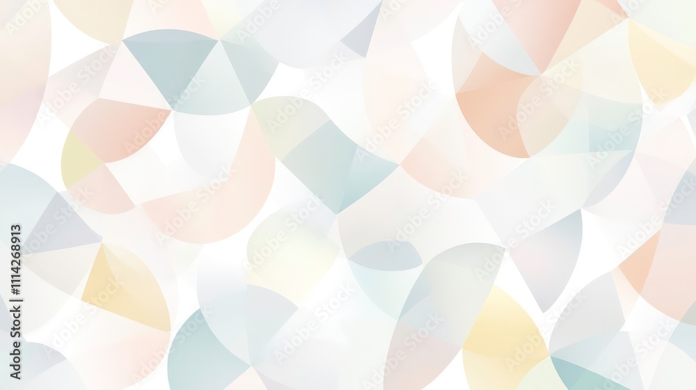 Poster a clean white background with a geometric pattern of soft pastel colors to evoke a calm, productive 