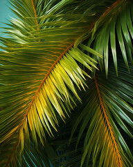 Obraz premium Tropical Palm Trees Against Brilliant Turquoise Sky on Perfect Sunny Day