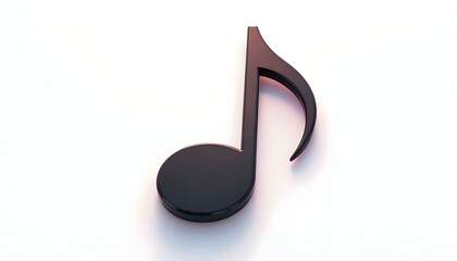 black music note 3D render on a white background with a slight rotation to add depth create with ai