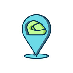 Filled outline Racing helmet icon isolated on white background. Extreme sport. Sport equipment. Flat filled outline style with shadow. Vector