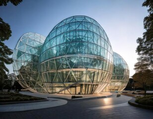 Fototapeta premium Exterior of a contemporary office building with a clean and sleek appearance