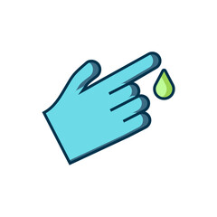 Filled outline Hand finger with blood drops icon isolated on isolated on white background. Diabetes, sugar blood. Flat filled outline style with shadow. Vector