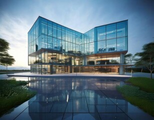 Exterior of a contemporary office building with a clean and sleek appearance